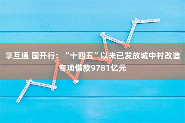 掌互通 国开行：“十四五”以来已发放城中村改造专项借款9781亿元